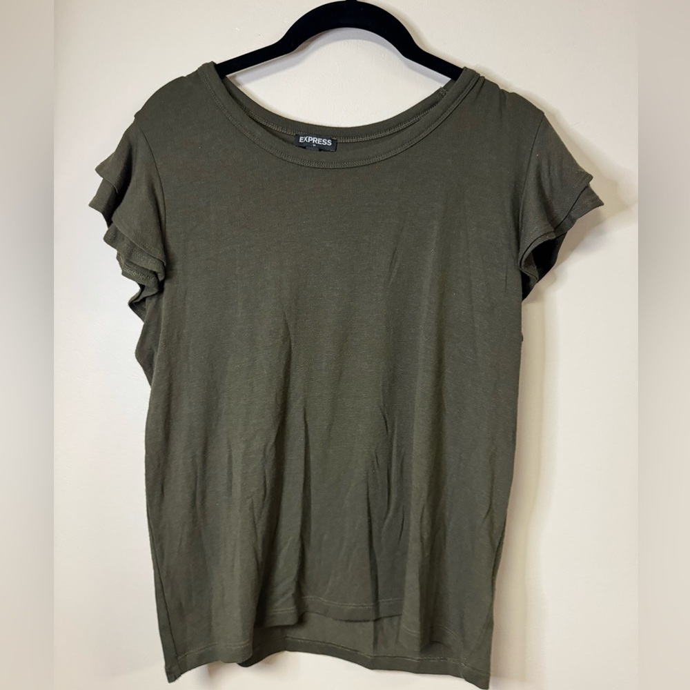 Express Green Flutter Sleeve Relaxed T-Shirt
